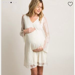 Ivory Mesh Maternity Dress